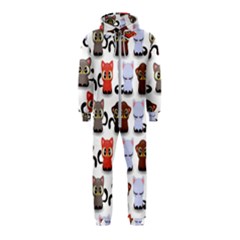 Seamless Pattern With Cute Little Kittens Various Color Hooded Jumpsuit (kids)