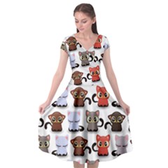 Seamless Pattern With Cute Little Kittens Various Color Cap Sleeve Wrap Front Dress by Simbadda