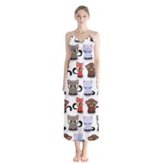 Seamless Pattern With Cute Little Kittens Various Color Button Up Chiffon Maxi Dress by Simbadda