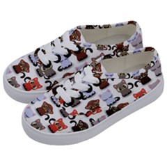 Seamless Pattern With Cute Little Kittens Various Color Kids  Classic Low Top Sneakers by Simbadda