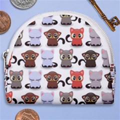 Seamless Pattern With Cute Little Kittens Various Color Horseshoe Style Canvas Pouch by Simbadda