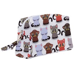 Seamless Pattern With Cute Little Kittens Various Color Wristlet Pouch Bag (large) by Simbadda