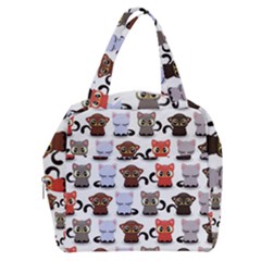 Seamless Pattern With Cute Little Kittens Various Color Boxy Hand Bag by Simbadda