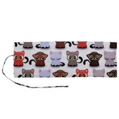 Seamless Pattern With Cute Little Kittens Various Color Roll Up Canvas Pencil Holder (m) by Simbadda