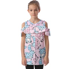 Children Pattern Design Fold Over Open Sleeve Top by Simbadda