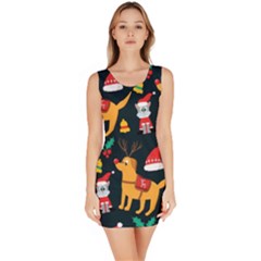 Funny Christmas Pattern Background Bodycon Dress by Simbadda