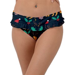 Funny Christmas Pattern Background Frill Bikini Bottoms by Simbadda