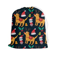 Funny Christmas Pattern Background Drawstring Pouch (2xl) by Simbadda