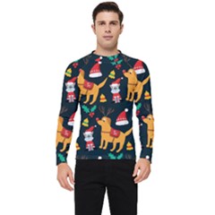 Funny Christmas Pattern Background Men s Long Sleeve Rash Guard by Simbadda