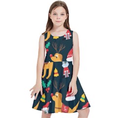 Funny Christmas Pattern Background Kids  Skater Dress by Simbadda