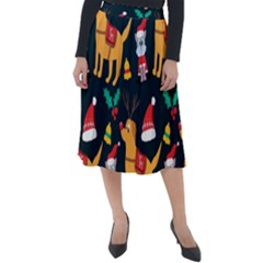 Funny Christmas Pattern Background Classic Velour Midi Skirt  by Simbadda