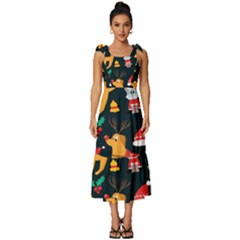 Funny Christmas Pattern Background Tie-strap Tiered Midi Chiffon Dress by Simbadda