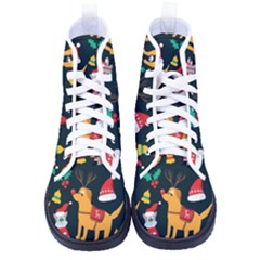 Funny Christmas Pattern Background Women s High-top Canvas Sneakers by Simbadda