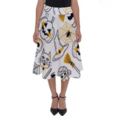 Funny Hand Drawn Halloween Pattern Perfect Length Midi Skirt