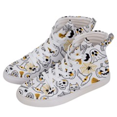 Funny Hand Drawn Halloween Pattern Men s Hi-top Skate Sneakers by Simbadda