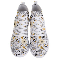 Funny Hand Drawn Halloween Pattern Men s Lightweight High Top Sneakers by Simbadda