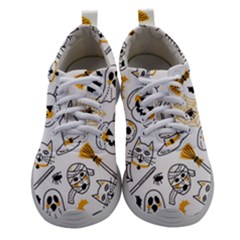 Funny Hand Drawn Halloween Pattern Women Athletic Shoes by Simbadda