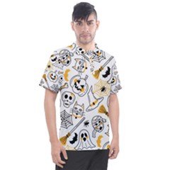 Funny Hand Drawn Halloween Pattern Men s Polo Tee by Simbadda