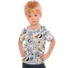 Funny Hand Drawn Halloween Pattern Kids  Sports Tee