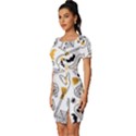 Funny Hand Drawn Halloween Pattern Fitted Knot Split End Bodycon Dress View2