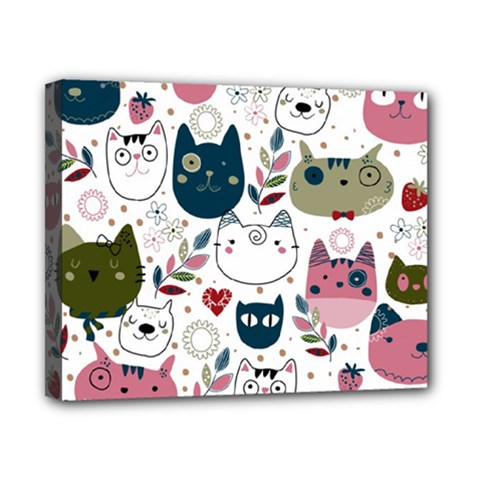 Pattern With Cute Cat Heads Canvas 10  X 8  (stretched)