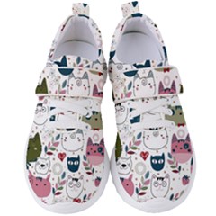 Pattern With Cute Cat Heads Women s Velcro Strap Shoes by Simbadda