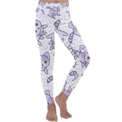 Cats Pattern Design Kids  Lightweight Velour Classic Yoga Leggings by Simbadda