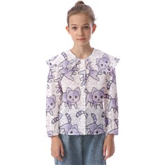 Cats Pattern Design Kids  Peter Pan Collar Blouse by Simbadda