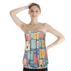 Pattern Postal Stationery Strapless Top by Simbadda