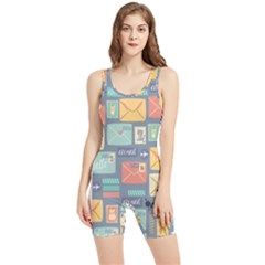 Pattern Postal Stationery Women s Wrestling Singlet by Simbadda