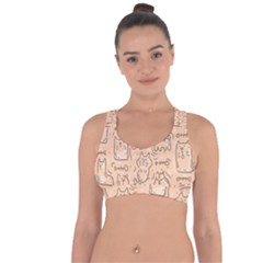 Cat Background Cross String Back Sports Bra by Simbadda