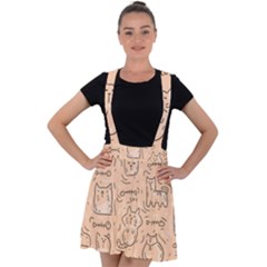 Cat Background Velvet Suspender Skater Skirt by Simbadda