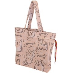 Cat Background Drawstring Tote Bag by Simbadda