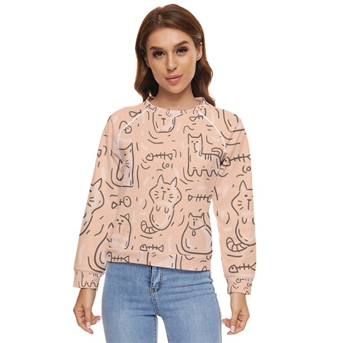 Cat Background Women s Long Sleeve Raglan Tee by Simbadda