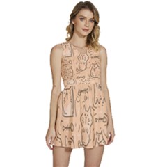 Cat Background Sleeveless High Waist Mini Dress by Simbadda