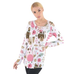 Pink Animals Pattern Tie Up Tee by Simbadda