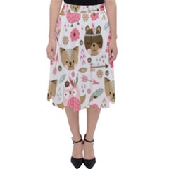 Pink Animals Pattern Classic Midi Skirt by Simbadda