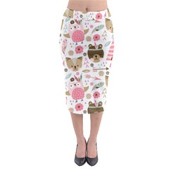 Pink Animals Pattern Midi Pencil Skirt by Simbadda