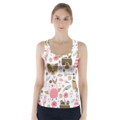 Pink Animals Pattern Racer Back Sports Top by Simbadda