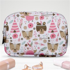 Pink Animals Pattern Make Up Pouch (small) by Simbadda