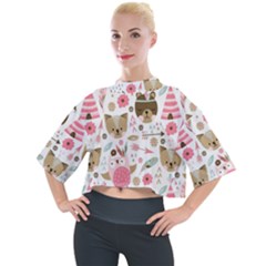 Pink Animals Pattern Mock Neck Tee by Simbadda