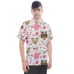 Pink Animals Pattern Men s Polo Tee by Simbadda