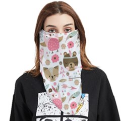 Pink Animals Pattern Face Covering Bandana (triangle) by Simbadda