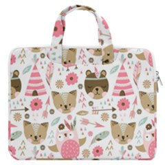 Pink Animals Pattern Macbook Pro 16  Double Pocket Laptop Bag 