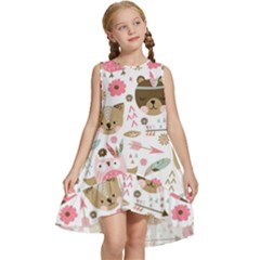 Pink Animals Pattern Kids  Frill Swing Dress by Simbadda