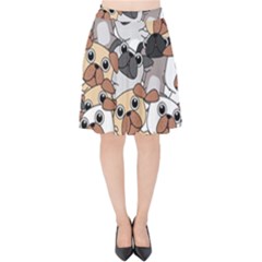 Many Dogs Pattern Velvet High Waist Skirt by Simbadda