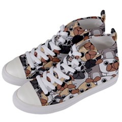 Many Dogs Pattern Women s Mid-top Canvas Sneakers by Simbadda