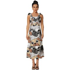 Many Dogs Pattern Tie-strap Tiered Midi Chiffon Dress by Simbadda