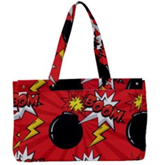 Pop Art Comic Pattern Bomb Boom Explosion Background Canvas Work Bag by Simbadda