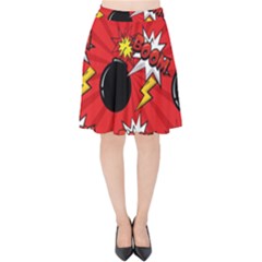 Pop Art Comic Pattern Bomb Boom Explosion Background Velvet High Waist Skirt by Simbadda